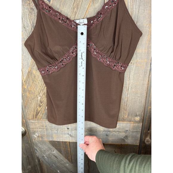Carducci Brown Camisole Women’s Lace & Sparkle Detail Polyester Spandex - Picture 3 of 6